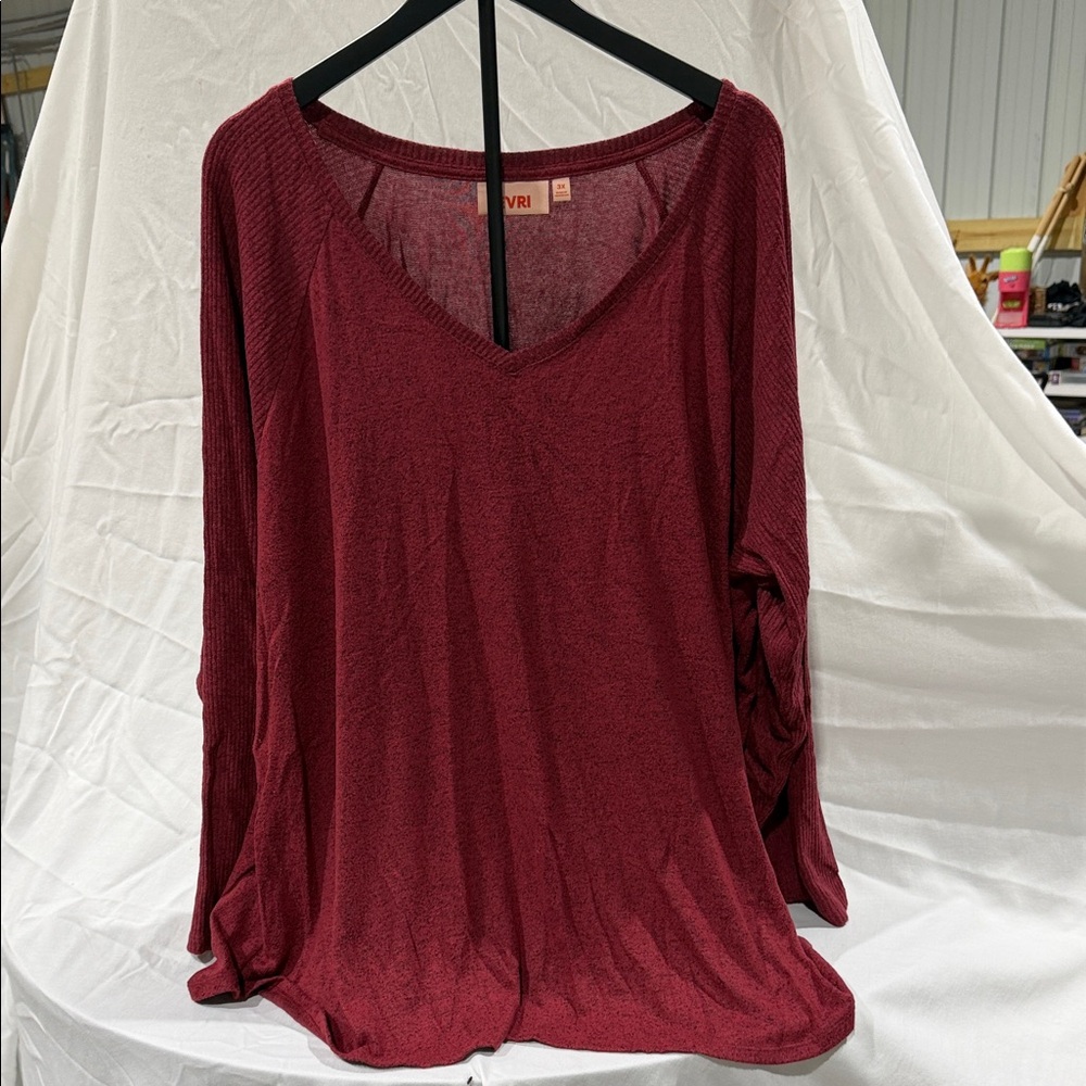 EVRI Deep Red V-Neck Tunic